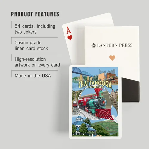 Vista 3 de Lantern Press Chattanooga, Tennessee, escenas de montaje (52 cartas de juego, baraja de cartas de tamaño póquer con comodines)