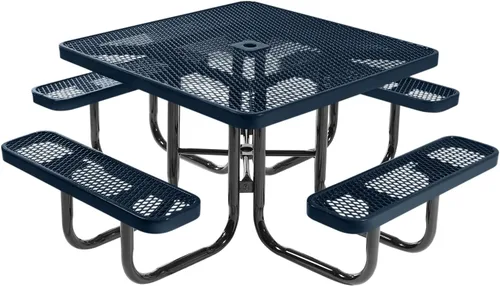 Vista 115 de COATEDOUTDOORFURNITURE Mesa de picnic cuadrada de 46 pulgadas, expandida, color negro