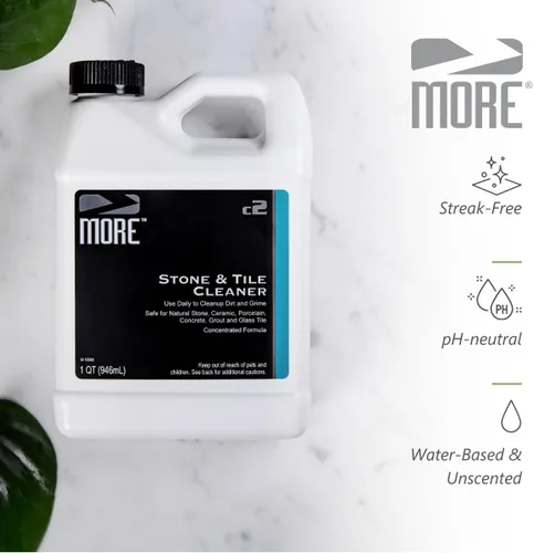 Vista 4 de Más Stone & Tile Streak Free Cleaner Potente, fórmula a base de agua para piedra natural, limpiador diario, sin enjuague [cuarto de galón / 32 oz.]