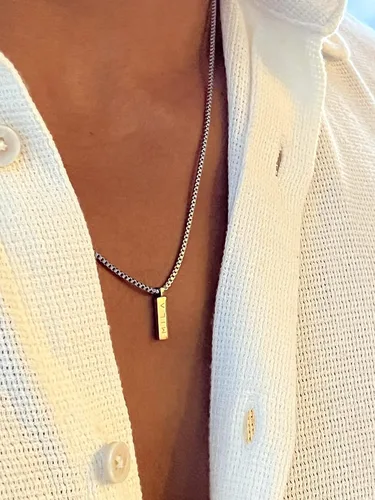 Vista 5 de Collar para hombre Collar con colgante en L Unisize L cadena de acero inoxidable para hombres y mujeres, collares geniales, cadena alternativa