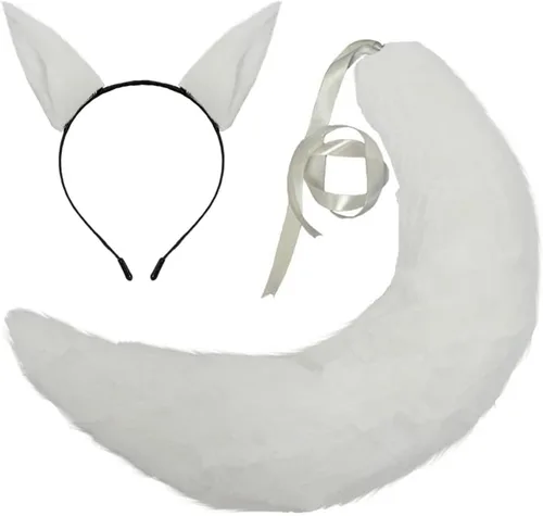 Vista 14 de Anime Wolf Fox/Cat - Cola de felpa de 25 pulgadas + 2 orejas de clip para Halloween Cosplay