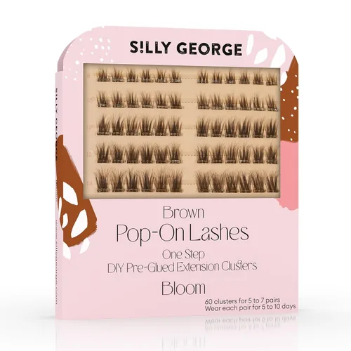 Vista 12 de Silly George Pestañas Pop-On – racimos de pestañas postizas prepegadas de 1 paso para bricolaje, extensiones de aspecto natural, Negro - Bloom