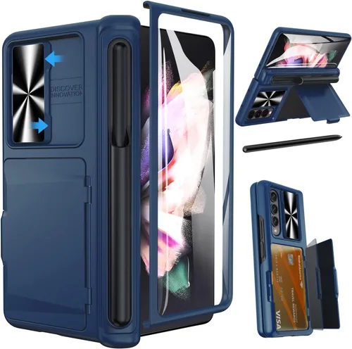 Vista 10 de Viaotaily Funda para Galaxy Z Fold 3 con Soporte para Bolígrafo, Funda Fold 3 con Protección de Bisagra y Protector de Pantalla, Funda con Soporte