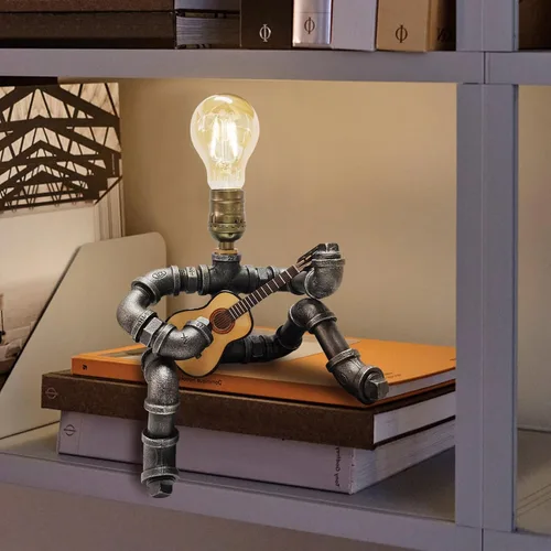 Vista 2 de Lámpara de mesa de guitarra musical, decoración artística, artículos de guitarra, regalos geniales para amantes del arte de la música, reproductores