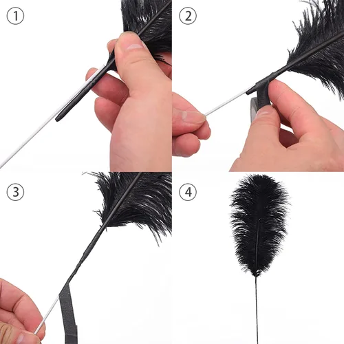 Vista 6 de Ballinger 24 plumas de avestruz negro de 10 a 12 pulgadas, 12 plumas de avestruz negro de 12 a 14 pulgadas y 10 piezas de plumas de avestruz negro