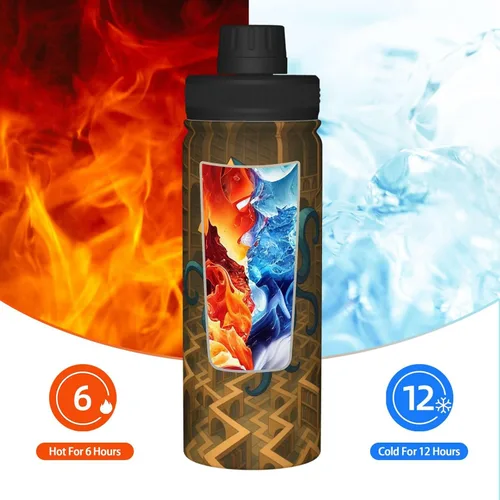 Vista 6 de Geometric Creatures - Hervidor de agua aislado de acero inoxidable Botella de agua divertida con estampado Ideal para deportes y viajes