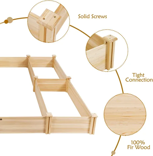 Vista 8 de S AFSTAR Cama de jardín elevada de madera, kit de jardinera divisible, cama elevada para plantar flores al aire libre, macetas sobre el suelo