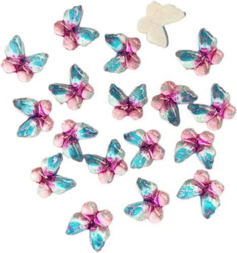 Vista 12 de Diamantes de imitación de mariposa con parte trasera plana, 80 unidades de 0.394 pulgadas, dijes de mariposa de resina para uñas, adornos, álbumes