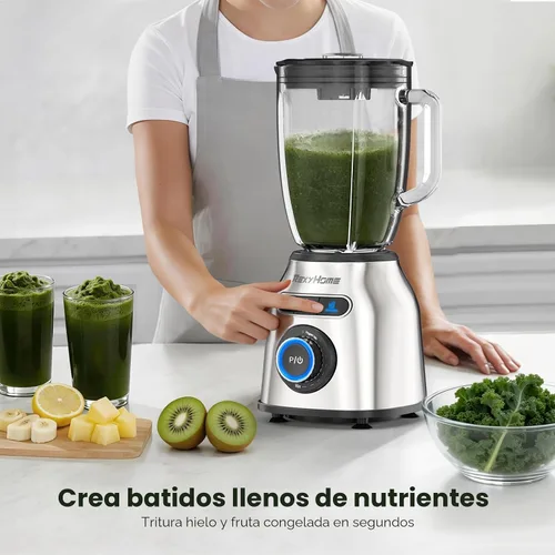 Vista 3 de Batidora REXYHOME de 8 velocidades con tarro de vidrio de 59 onzas, máquina de batidos de pico de 1000 W 3 Preset Programs, Pulse & Self-Cleaning