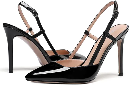 Vista 6 de WAYDERNS - Zapatos de tacón alto con hebilla para mujer