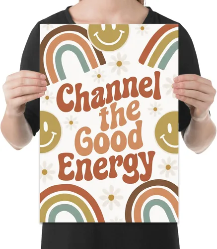 Vista 2 de Channel the Good Energy 70s - Retro Room Decor - 13x19 Poster Print - Positive Mood