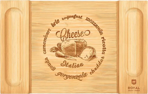 Vista 8 de ROYAL CRAFT WOOD Tabla grande de quesos y charcutería – Tabla grande de queso de bambú – Bandeja para servir – Regalos de inauguración de la casa