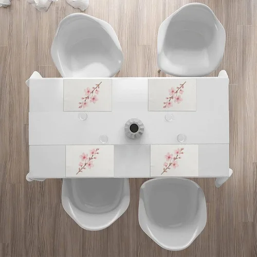 Vista 6 de Rectangular Placemats Set of 4, Heat Resistant Cherry Blossom Branches Printed Kitchen Dining Table Mats