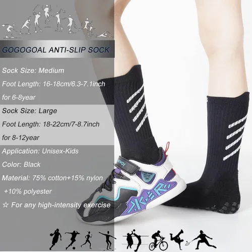 Vista 6 de GOGOGOAL Calcetines deportivos antideslizantes para niños, jóvenes, niños, niñas, antideslizantes, calcetines deportivos para fútbol, baloncesto