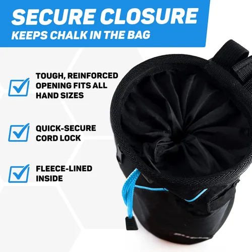 Vista 3 de Bolsa de tiza para escalada en roca - Accesorios de equipo para regalos de escalada en roca - Cinturón de enganche rápido, bolsillos grandes