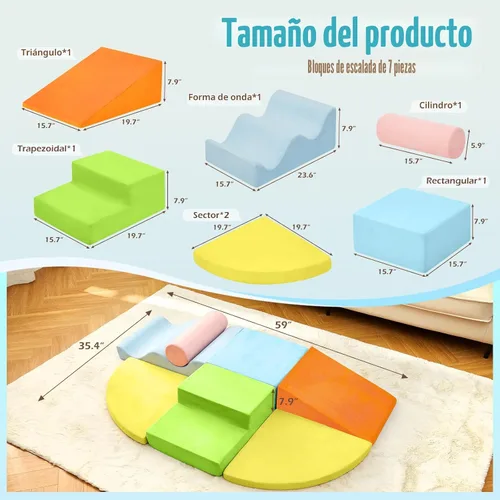 Vista 2 de QUCHI Juguetes de Escalada para Niños Pequeños, Juguetes de Escalada para Niños Pequeños para Interiores, Conjunto de 7 Bloques de Escalada