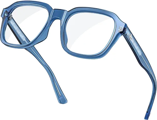 Vista 16 de VISOONE Oversized Cute Chunky Square Computer Glasses for Women Men BENNETT Blocking 99% Harmful Blue Light Anti Glare TR90 Lightweight Clear