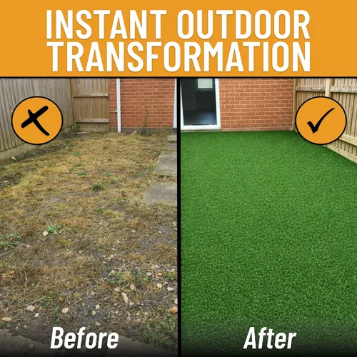 Vista 7 de [Usado] Ottomanson Césped Artificial Turf de 22" x 20' para Interiores y Exteriores, Alfombra de Césped Sintético con Agujeros de Drenaje