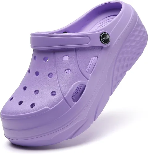 Vista 9 de SECHRITE Zuecos de plataforma para mujer, zapatos de jardín, impermeables, para playa, piscina, sandalias de verano, pantuflas para el hogar, serie