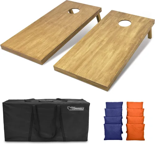 Vista 11 de GoSports 4 ft x 2 ft Regulation Size Wooden Cornhole Boards Set with Light Brown Finish - Includes Carrying Case and Bean Bags Negro- gris