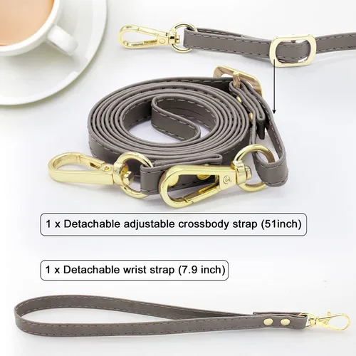 Vista 5 de Funda compatible con iPhone 15 Plus/iPhone 14 Plus, Crossbody con doble cremallera desmontable de cuero tipo cartera funda para teléfono