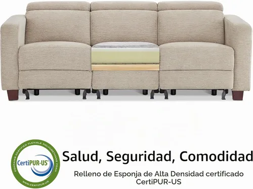 Vista 8 de MCombo Sofá Reclinable de 88.6'', Sofá Reclinable Eléctrico Wall Hugger con Reposacabezas Ajustable, Puertos de Carga USB A y C, Patas de Madera