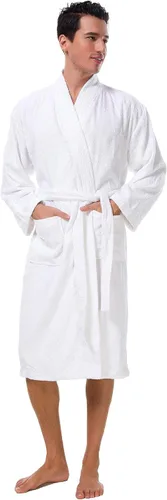 Vista 4 de SIORO Bata de baño de algodón suave para hombre, bata de baño de tela de rizo para spa, hotel, bañera de hidromasaje