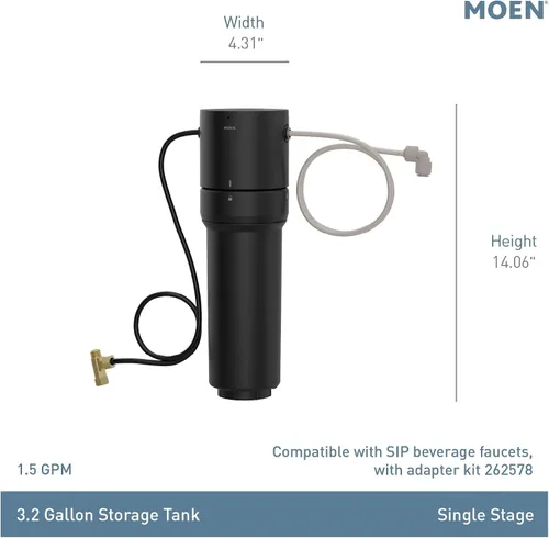 Vista 6 de Moen Sistema avanzado negro de la filtración del agua de la sola etapa debajo del fregadero, F9800