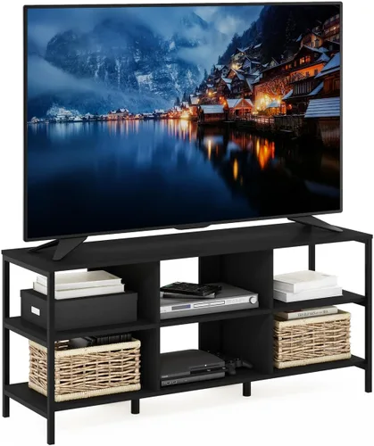 Vista 5 de Furinno Clásico Moderno Soporte de TV para Sala de Estar, Centro de Entretenimiento con Estantes Abiertos, para Televisores de hasta 60 Pulgadas