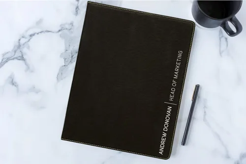 Vista 8 de Padfolio personalizado. Regalos profesionales de negocios. Padfolio personalizado. Carpeta organizadora de cartera de negocios corporativos. Soporte