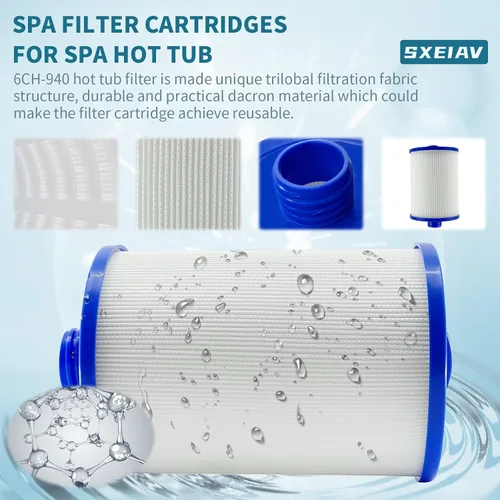 Vista 5 de Filtros de spa de repuesto para Unicel 6CH-940, PWW50P3 Filtro de spa para tina de hidromasaje PWW50P3, para Filbur FC-0359, para vías fluviales