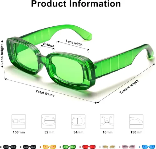 Vista 5 de VANLINKER Y2K - Gafas de sol rectangulares de moda para mujeres y hombres gafas retro de los años 90 marcos cuadrados gruesos protección UV400 VL9673