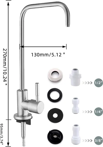 Vista 7 de Grifo de agua potable,Grifo de filtro de agua sin plomo,Grifos de ósmosis inversa fáciles de instalar para fregadero de barra de cocina, acero