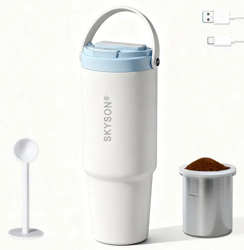 Vista 12 de Taza de café portátil para viajes, mini máquina de café expreso, taza térmica de 20 onzas con tapa, filtro eléctrico de extracción rápida, vaso