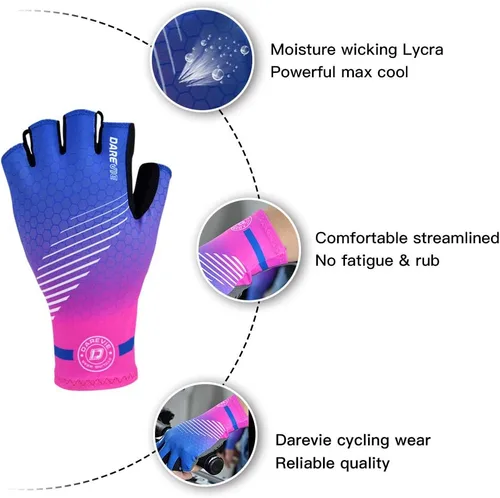 Vista 4 de Darevie Guantes de ciclismo, guantes de ciclismo de medio dedo, suaves y ligeros, guantes de ciclismo acolchados de gel que absorben los golpes