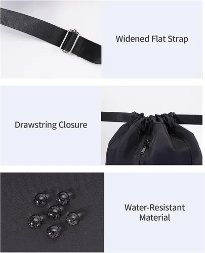 Vista 6 de sportsnew Mochila deportiva con cordón y compartimento para zapatos, mochila de cuerda para mujeres y hombres, bolsa con cordón resistente al agua