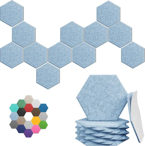 Vista 47 de Paneles hexagonales en forma de A, paquete de 12 paneles acústicos de alta densidad de 12 x 10 x 0.4 pulgadas para mejorar la reducción de ruido
