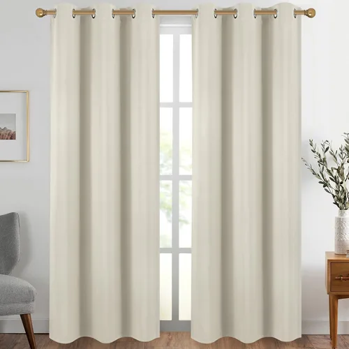 Vista 124 de Diraysid Cortinas opacas beige con ojales para dormitorio, con aislamiento térmico, cortinas de oscurecimiento de habitación, 38 x 54 pulgadas, 2