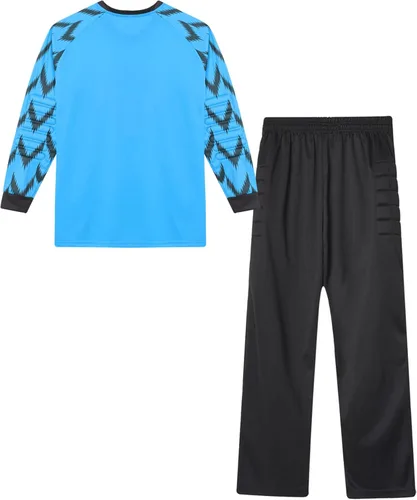 Vista 6 de Camisa de portero acolchada para niños, manga larga, conjunto de jersey y pantalones de fútbol para uniforme de fútbol, kit de portero para niños
