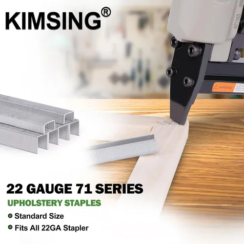 Vista 6 de Kimsing - Grapas de tapicería galvanizadas calibre 22, serie 71, corona de 3/8 pulgadas de longitud de la pierna, 10,000 grapas de alambre fino