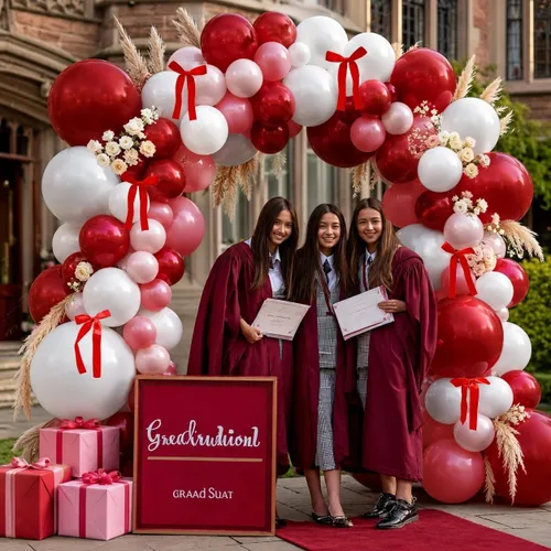 Vista 7 de Kit de guirnalda de arco de globos de cereza roja y rosa doble relleno