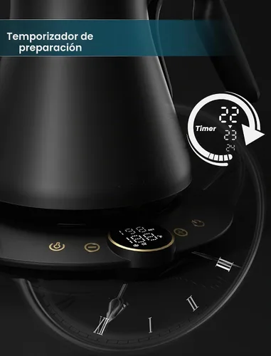 Vista 7 de INTASTING - Hervidor eléctrico de cuello de cisne con control de temperatura de ±1℉ para café y té de infusión, calentamiento rápido, acero