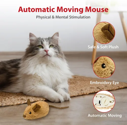 Vista 3 de PETGEEK Gigwi - Juguetes interactivos para gatos de interior, juguete en movimiento para gatos adultos aburridos de interior, juguete electrónico