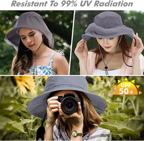 Vista 4 de ayamaya Sombrero de red de mosquito para hombres y mujeres, sombreros de ala ancha