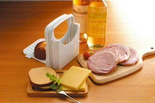 Vista 7 de Cortadora de pan Plegable con 5 moldes de diferentes espesores, adecuado para sándwich de pan de bagel casero