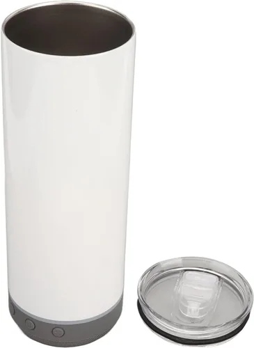 Vista 9 de Vaso de sublimación de 20 onzas, tazas aisladas de acero inoxidable 304, termos de doble pared al vacío desmontable con altavoz y luces LED, vaso
