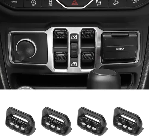 Vista 10 de RT-TCZ - Cubierta decorativa para interruptor de botón de ventana de consola central, accesorios interiores compatibles con Jeep Wrangler JL JLU