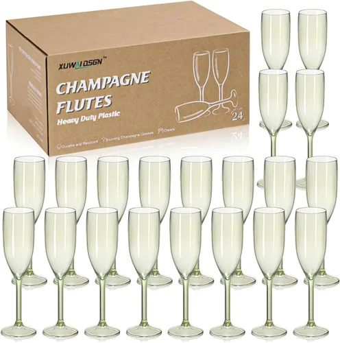 Vista 10 de XUWAIDSGN Copas de vino de plástico reutilizables de champán a granel, copas de champán vintage a granel, copas de bar de mimosa, copas de 5.4 onzas