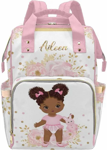 Vista 33 de Newcos Bolsa de pañales personalizada con estampado de corona con nombre personalizado de África negra para mujer, bolsa de pañales de viaje casual