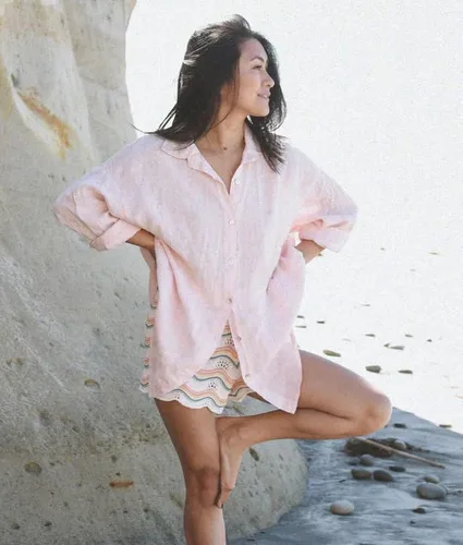 Vista 5 de Gertisan Camisa de playa con botones para mujer, de manga larga, para cubrir el traje de baño